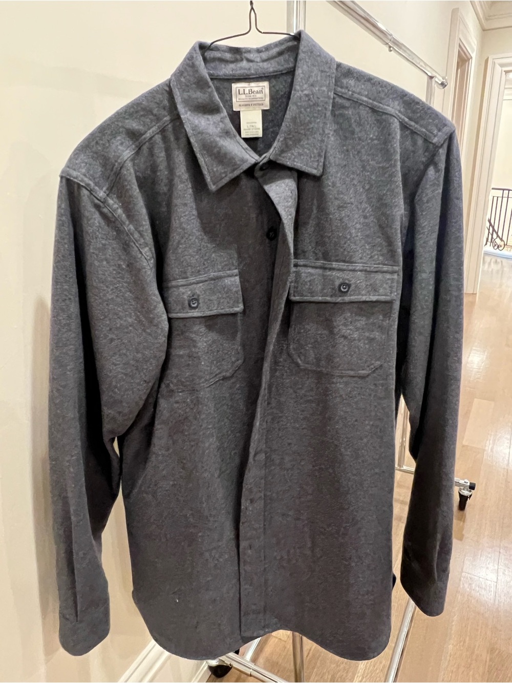 L.L. Bean Men's Dark Charcoal Button-Front Shirt